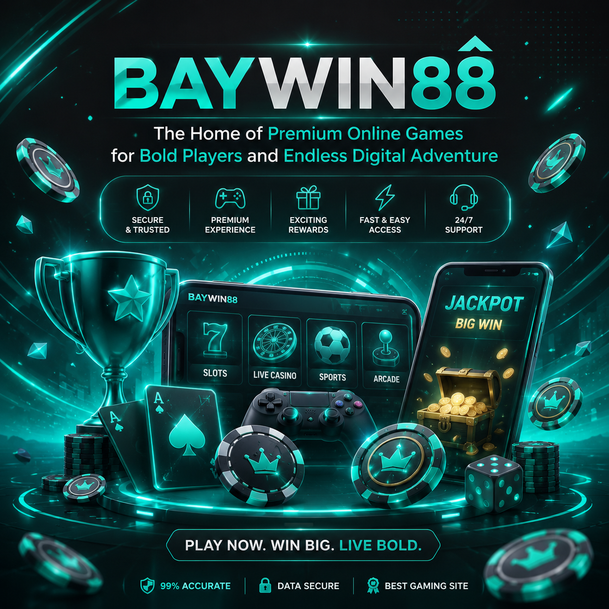 Thumbnail 1 of 3, Poster, BAYWIN88 🍪 The Home of Premium Online Games for Bold Players and Endless Digital Adventure designed and sold by BAYWIN88.